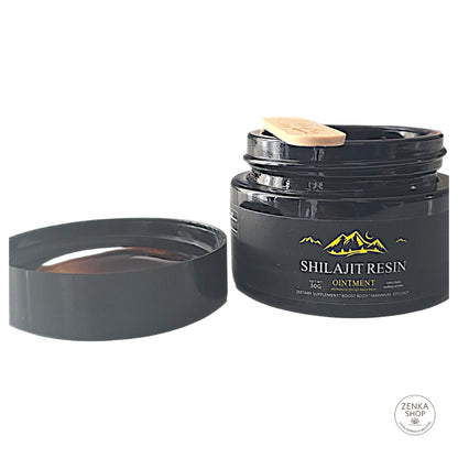 shilajit-fiche-produit-pot-ouvert-cuillère-doseuse