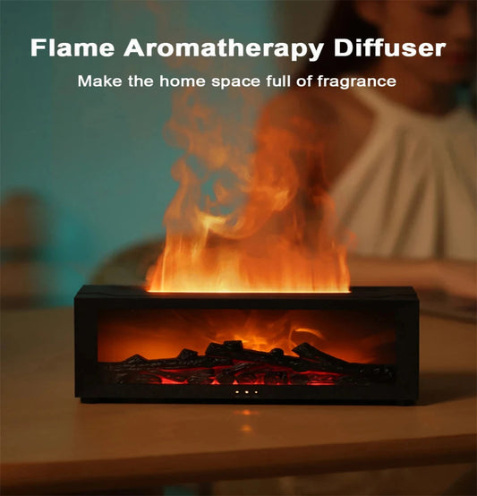 Diffuseur d’Huiles Essentielles Cheminée – Humidificateur d’Air à Flamme Colorée